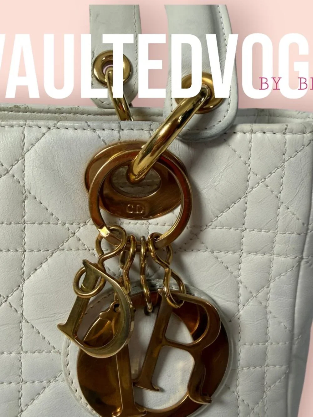 Christian Dior Lady Dior Large Cannage White Leather Tote Gold Hardware Bag - Picture 14 of 16